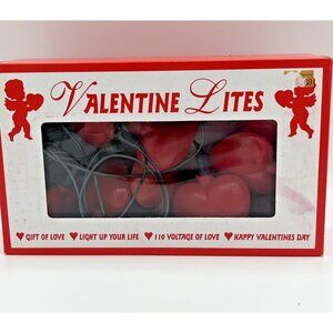 Vintage Heart Blow Mold String Lights 10 Valentine's Day Novelty Set Of 2 w/box